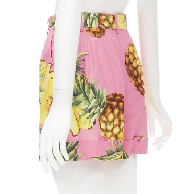 DOLCE GABBANA rosa Stampa ananas Linea A a vita alta IT38 XS in vendita 1
