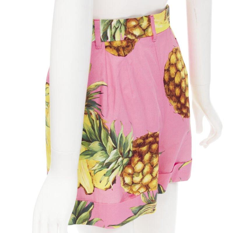 DOLCE GABBANA rosa Stampa ananas Linea A a vita alta IT38 XS in vendita 2