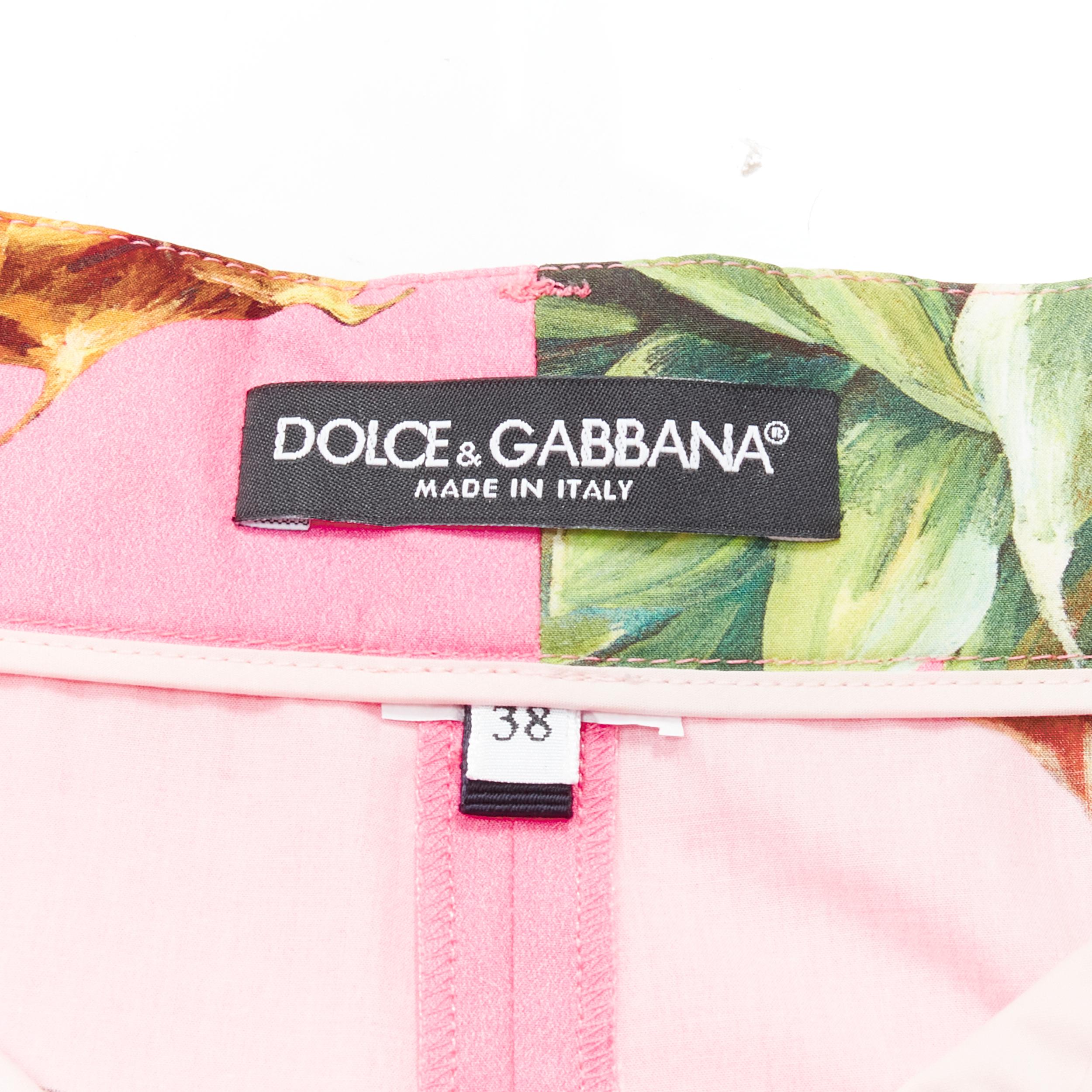 Women's DOLCE GABBANA pink Pineapple print A-line high waisted shorts IT38 XS For Sale
