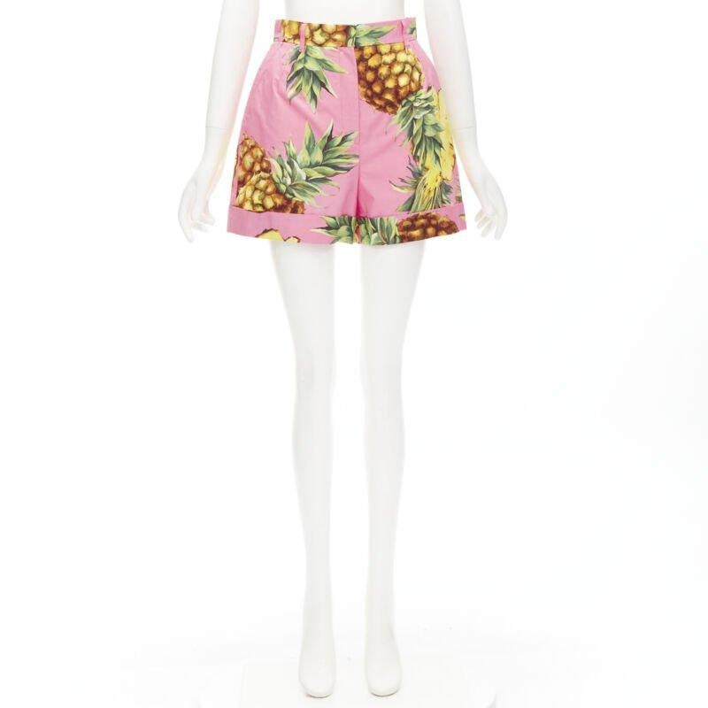 DOLCE GABBANA rosa Stampa ananas Linea A a vita alta IT38 XS in vendita 4