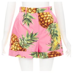 DOLCE GABBANA - Short taille haute rose à imprimé ananas, taille IT 38 XS