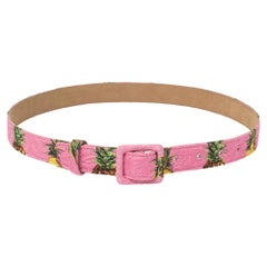 Dolce 
Gabbana Pink Pineapple Print Fabric Buckle Belt 75CM