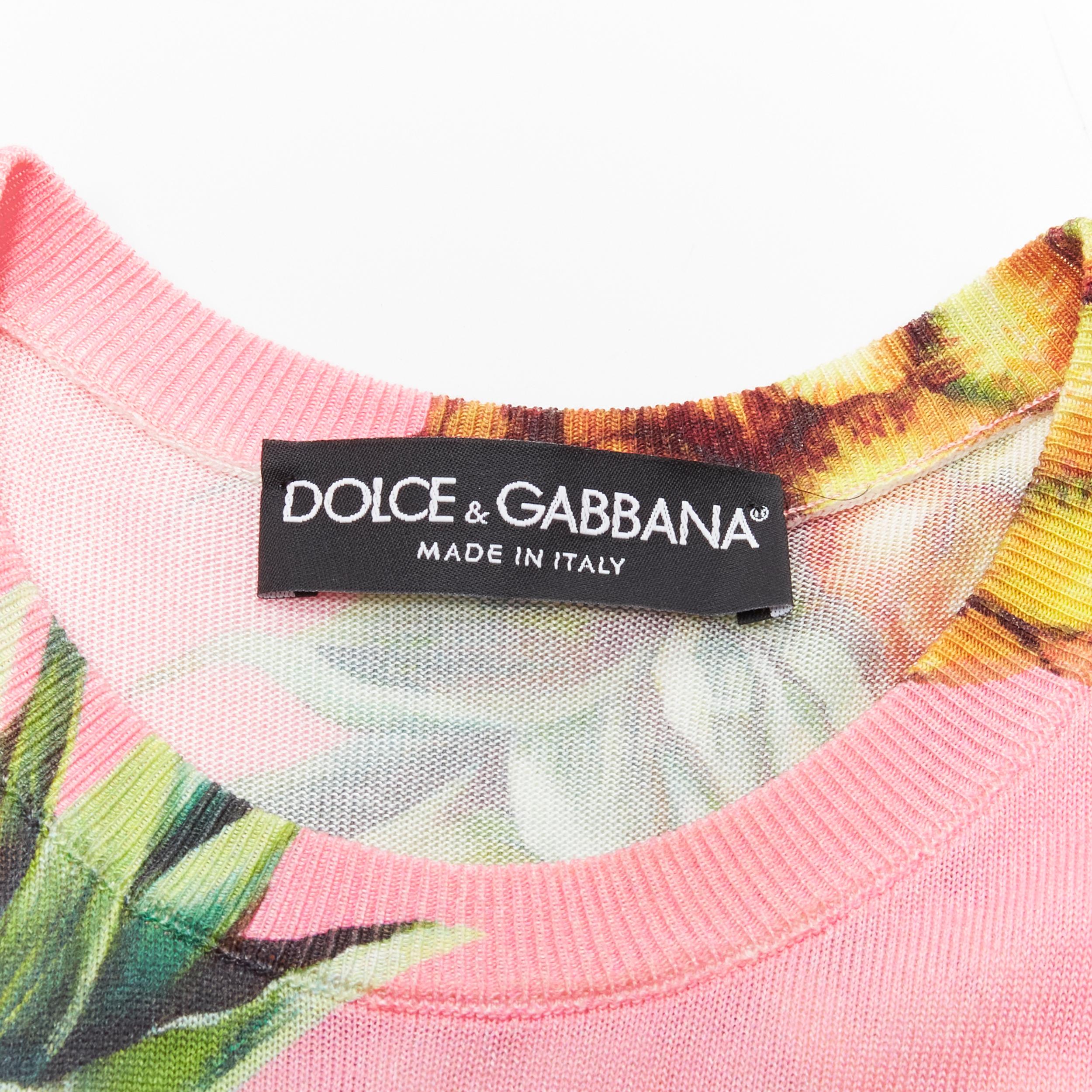 DOLCE GABBANA pink Pineapple print fine knit sweater vest S 2