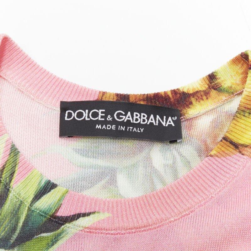DOLCE GABBANA pink Pineapple print fine knit sweater vest S For Sale 3