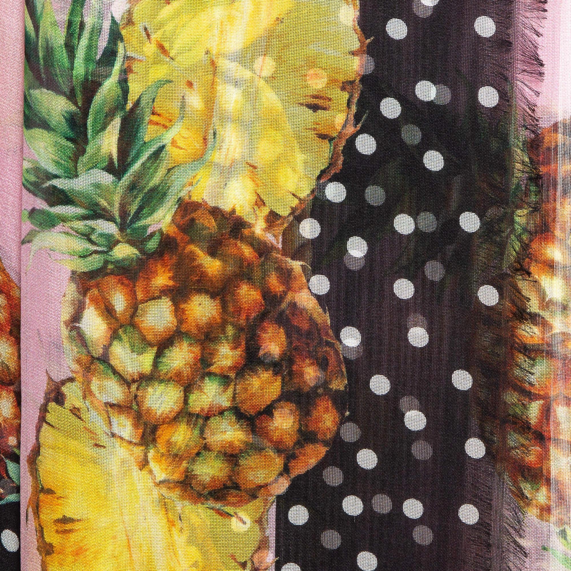 Beige Dolce & Gabbana Pink Pineapple Print Silk Scarf