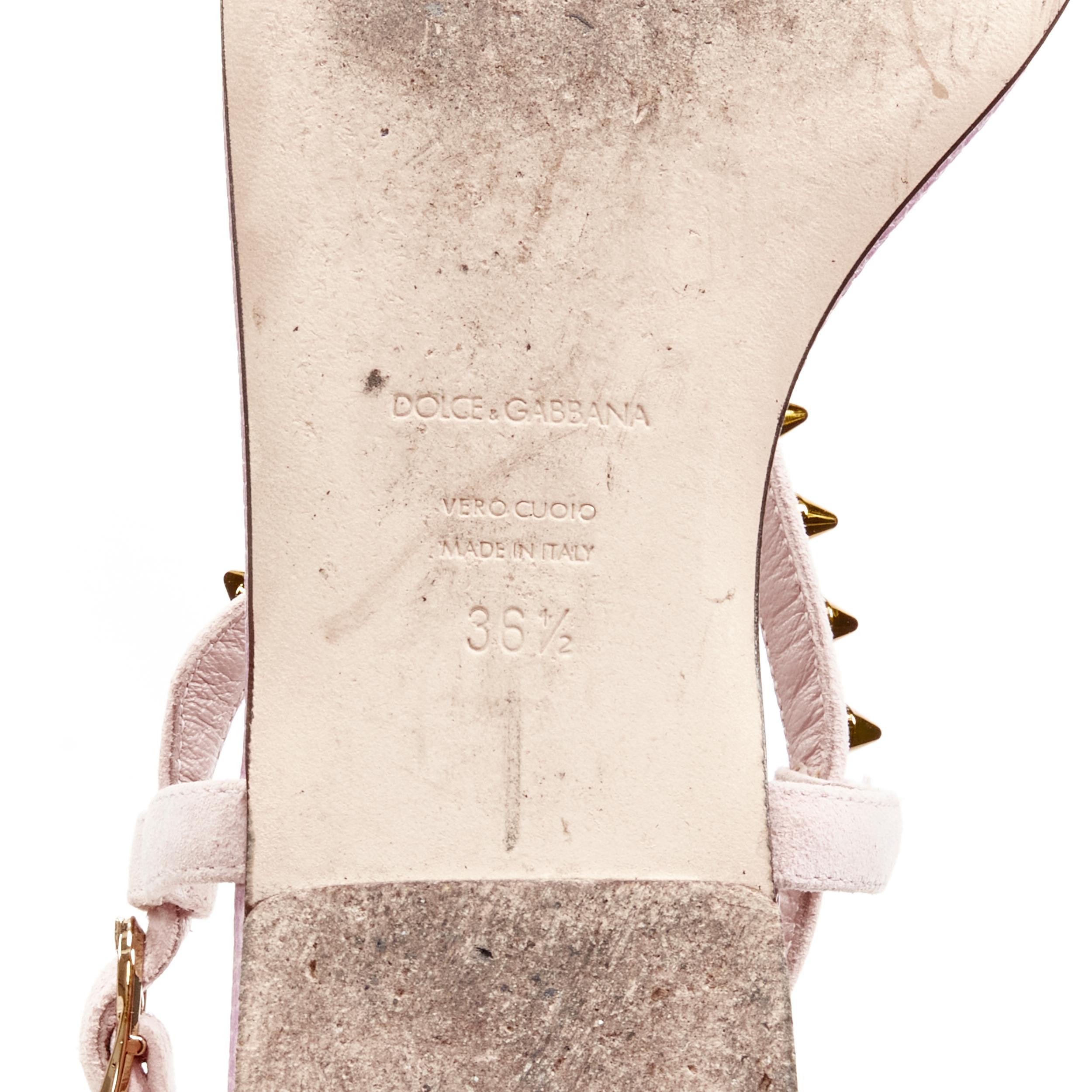 DOLCE GABBANA pink Pineapple studded thong flat sandals EU36.5 For Sale 2