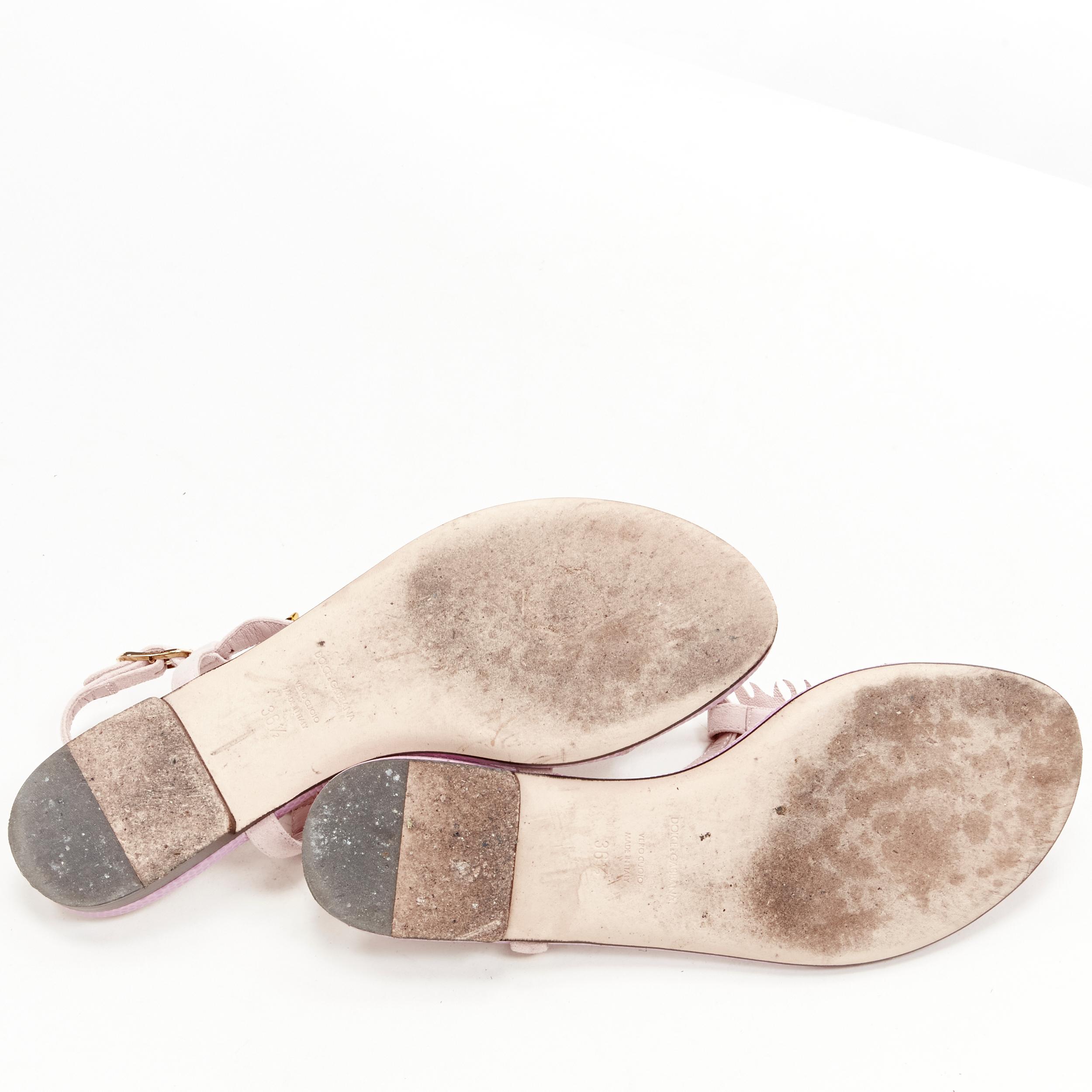 DOLCE GABBANA pink Pineapple studded thong flat sandals EU36.5 3