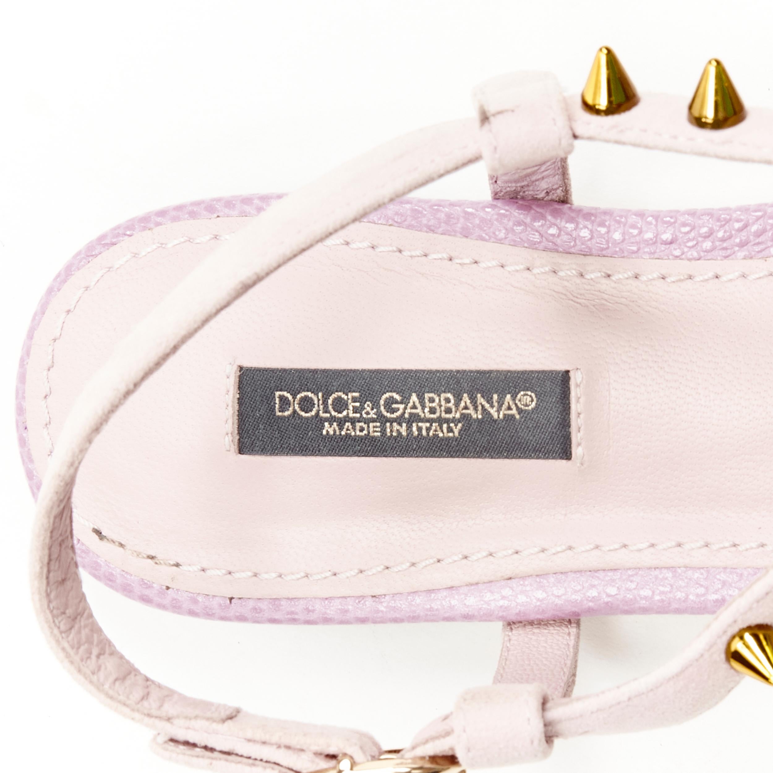 DOLCE GABBANA pink Pineapple studded thong flat sandals EU36.5 For Sale 1