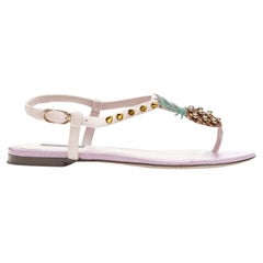 DOLCE GABBANA pink Pineapple studded thong flat sandals EU36.5
