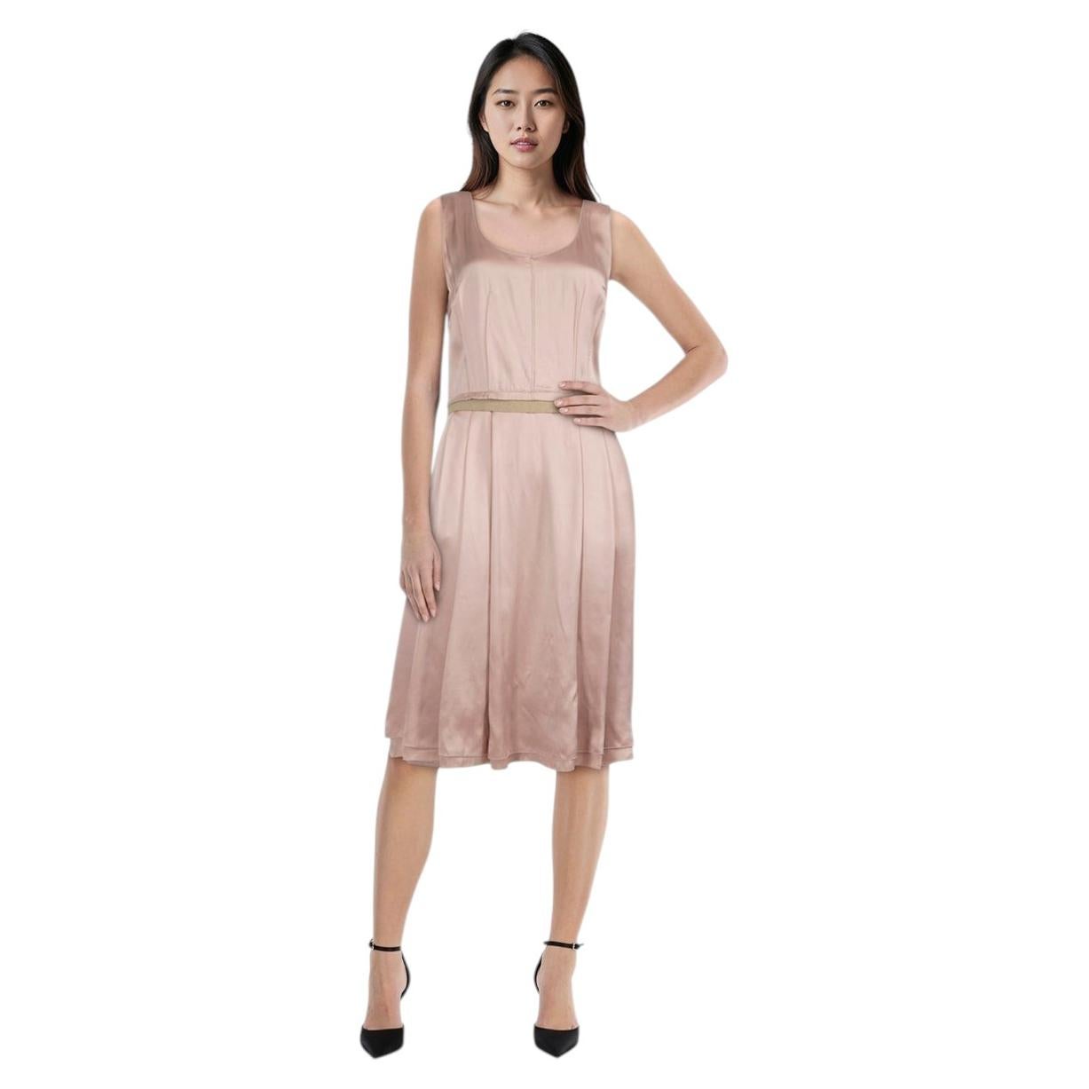 Dolce & Gabbana Pink Pleated Silk Dress Size M