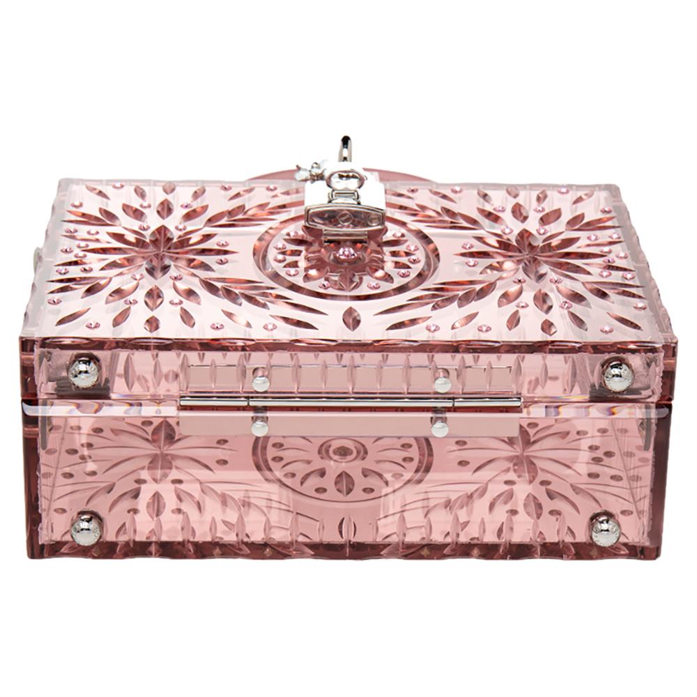 Beige Dolce & Gabbana Pink Plexiglass Cinderella Top Handle Bag
