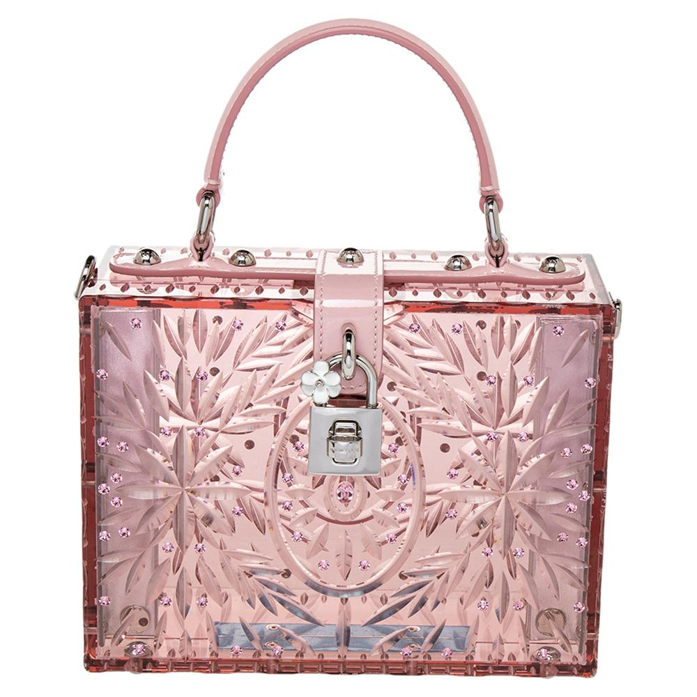 Dolce & Gabbana Pink Plexiglass Cinderella Top Handle Bag
