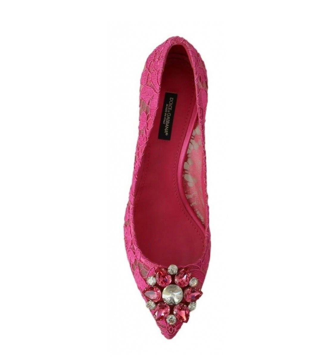 Pink Dolce & Gabbana pink PUMP lace shoes with jewel detail on
the top heels  For Sale
