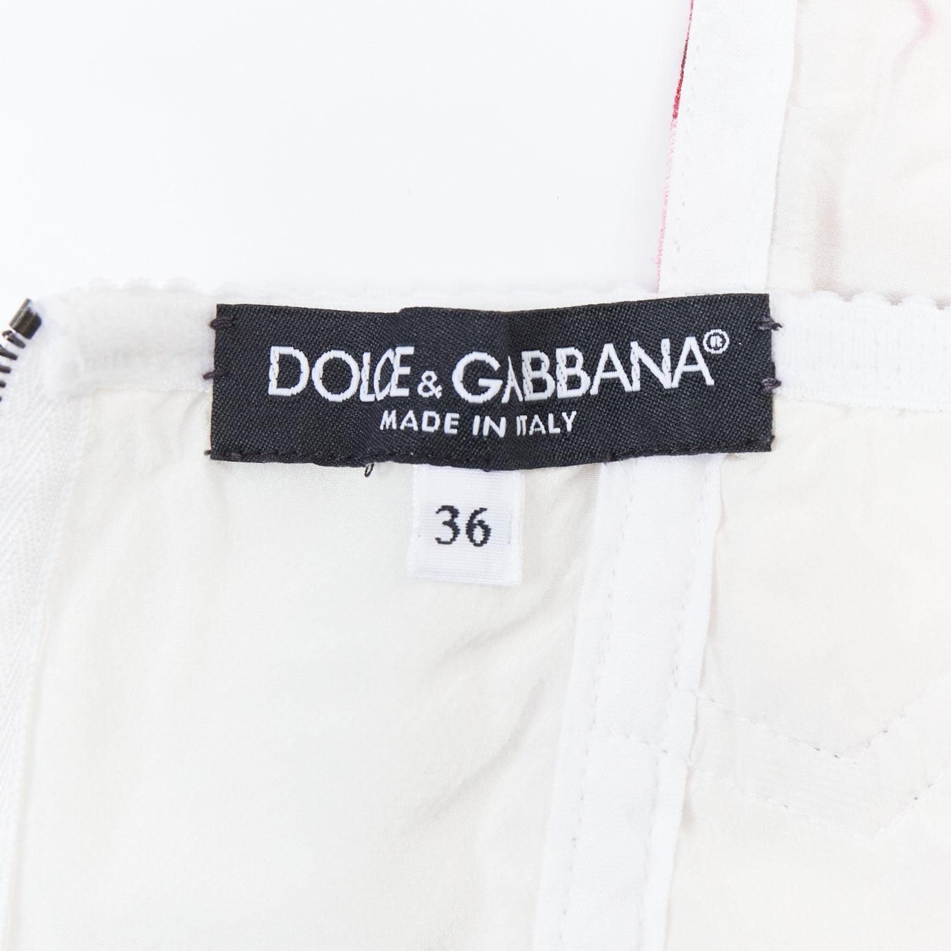 DOLCE GABBANA pink purple white rose print crop bustier top IT36 XS 3