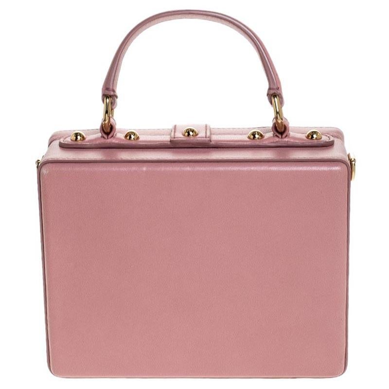 Dolce & Gabbana Pink Quilted Leather Box Top Handle Bag In Excellent Condition In Dubai, Al Qouz 2