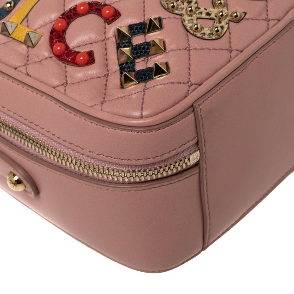 Dolce & Gabbana Pink Quilted Leather Embellished Treasure Box Crossbody Bag 6