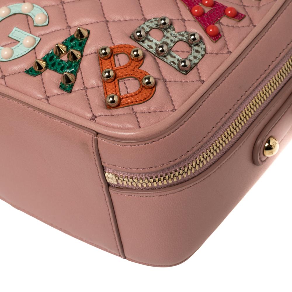 Dolce & Gabbana Pink Quilted Leather Embellished Treasure Box Crossbody Bag 3