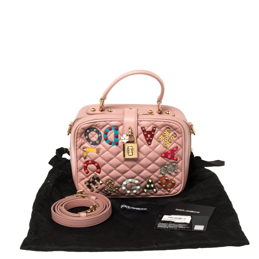 Dolce & Gabbana Pink Quilted Leather Embellished Treasure Box Crossbody Bag 4