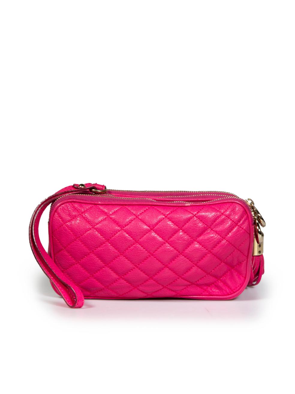 Dolce & Gabbana Pink Quilted Lily Glam Clutch In Excellent Condition For Sale In London, GB