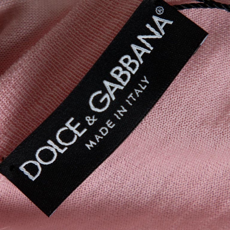 Dolce & Gabbana Pink Cashmere Collar Knitted Long Sleeves Top