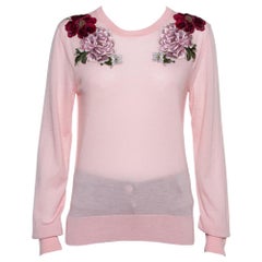 Dolce & Gabbana Rosa Rose Applique Kaschmir Pullover L