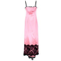 Dolce 
Gabbana Pink Satin 
Lace Gown SIZE UK 12/ US 8