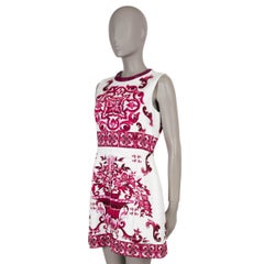 DOLCE & GABBANA pink silk 2023 MAJOLICA BROCADE MINI Dress 46 XL