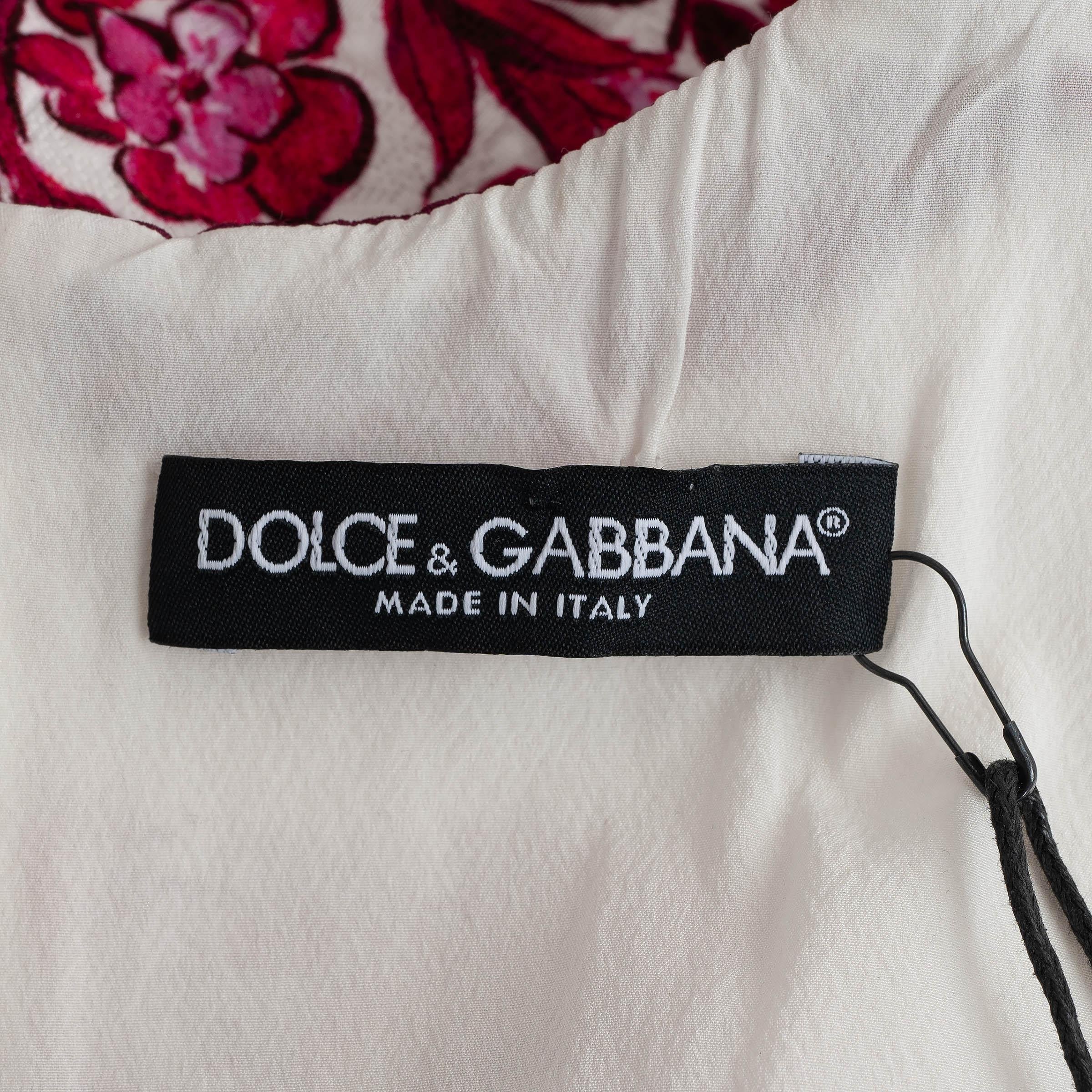 DOLCE & GABBANA pink silk 2023 MAJOLICA BROCADE MINI Dress 46 XL For Sale 2