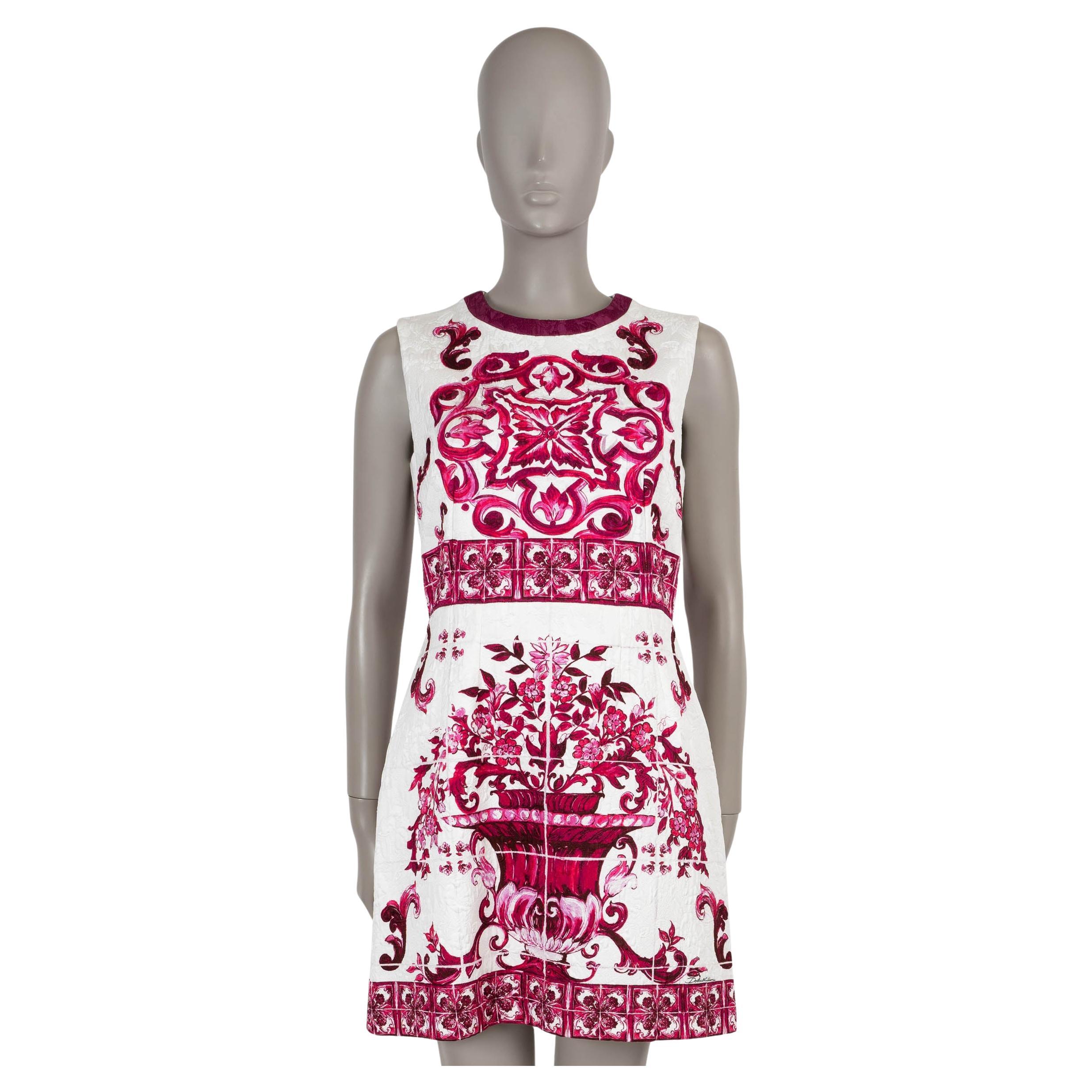 DOLCE & Gabbana - Abito MINI in seta rosa 2023 MAJOLICA BROCADE 46 XL