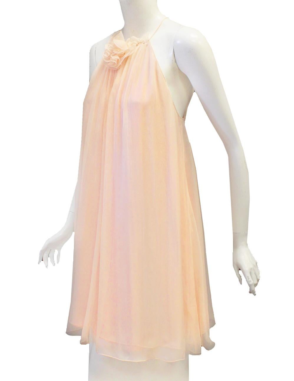 Brown Dolce & Gabbana Pink Silk Baby Doll Mini Dress  For Sale