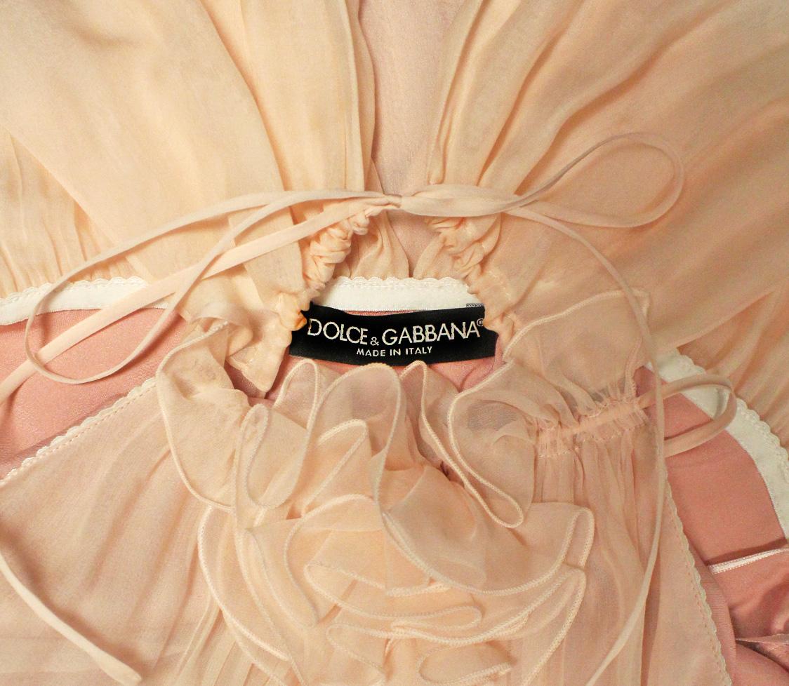 Women's Dolce & Gabbana Pink Silk Baby Doll Mini Dress  For Sale