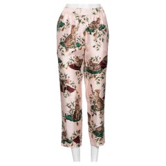 Dolce & Gabbana Pink Silk Floral & Cat Printed Pajama Pants M