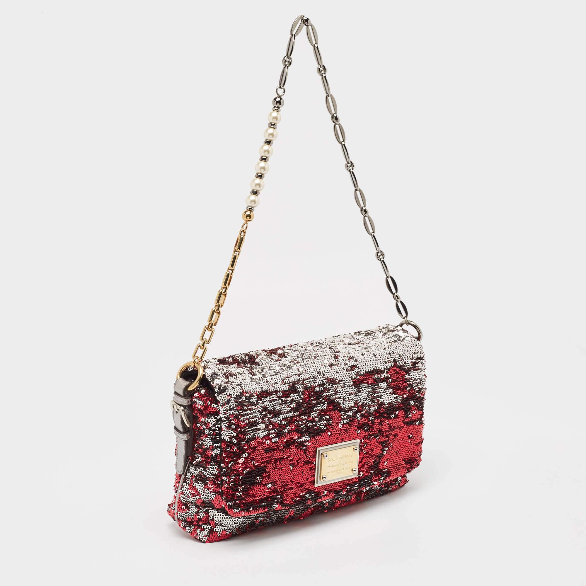 Brown Dolce & Gabbana Pink/Silver Sequins Miss Charles Shoulder Bag