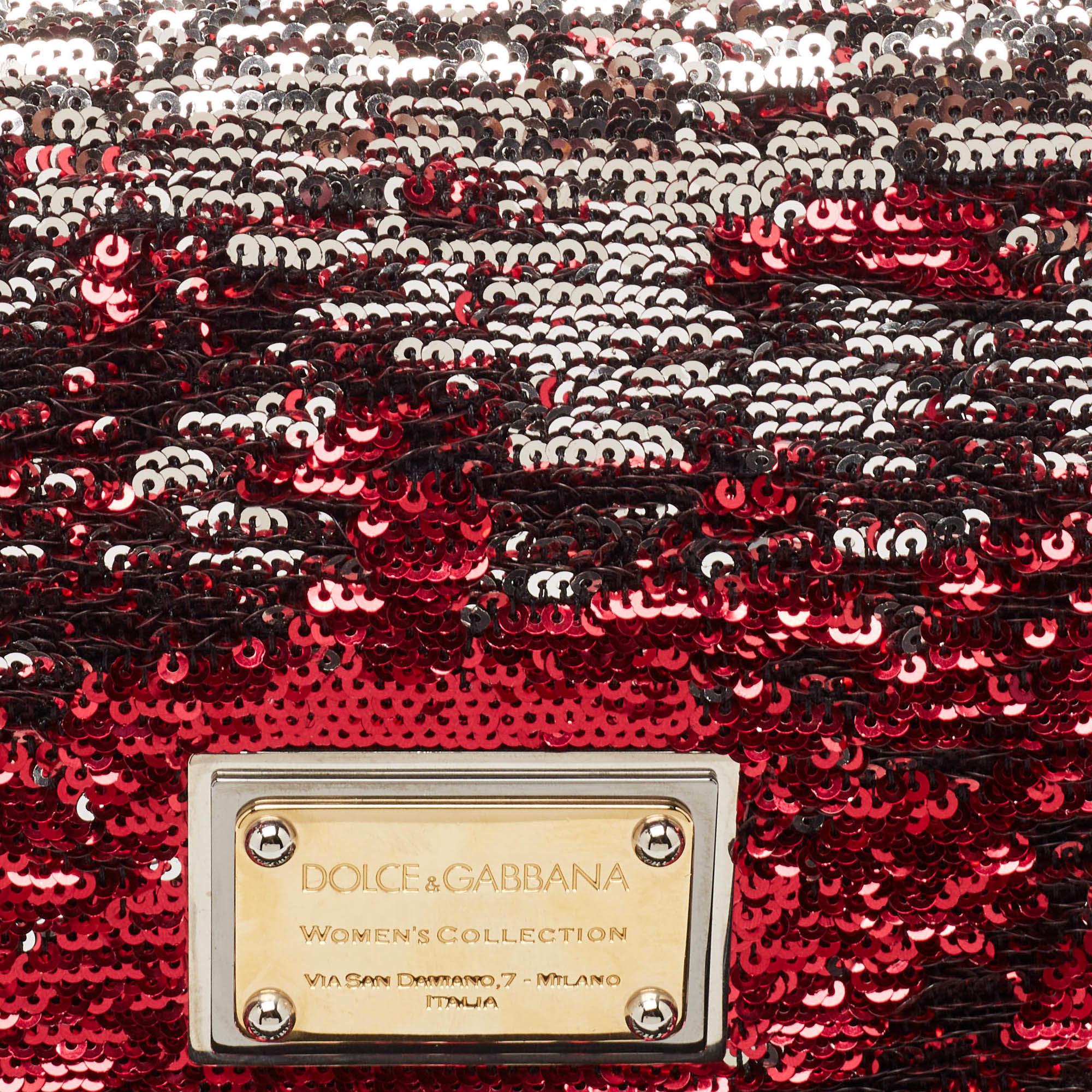 Women's Dolce & Gabbana Pink/Silver Sequins Miss Charles Shoulder Bag