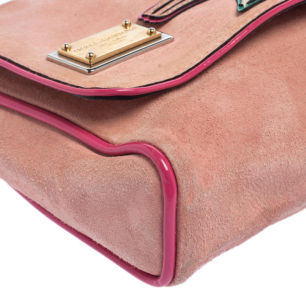 Dolce & Gabbana Pink Suede Flap Chain Crossbody Bag 3