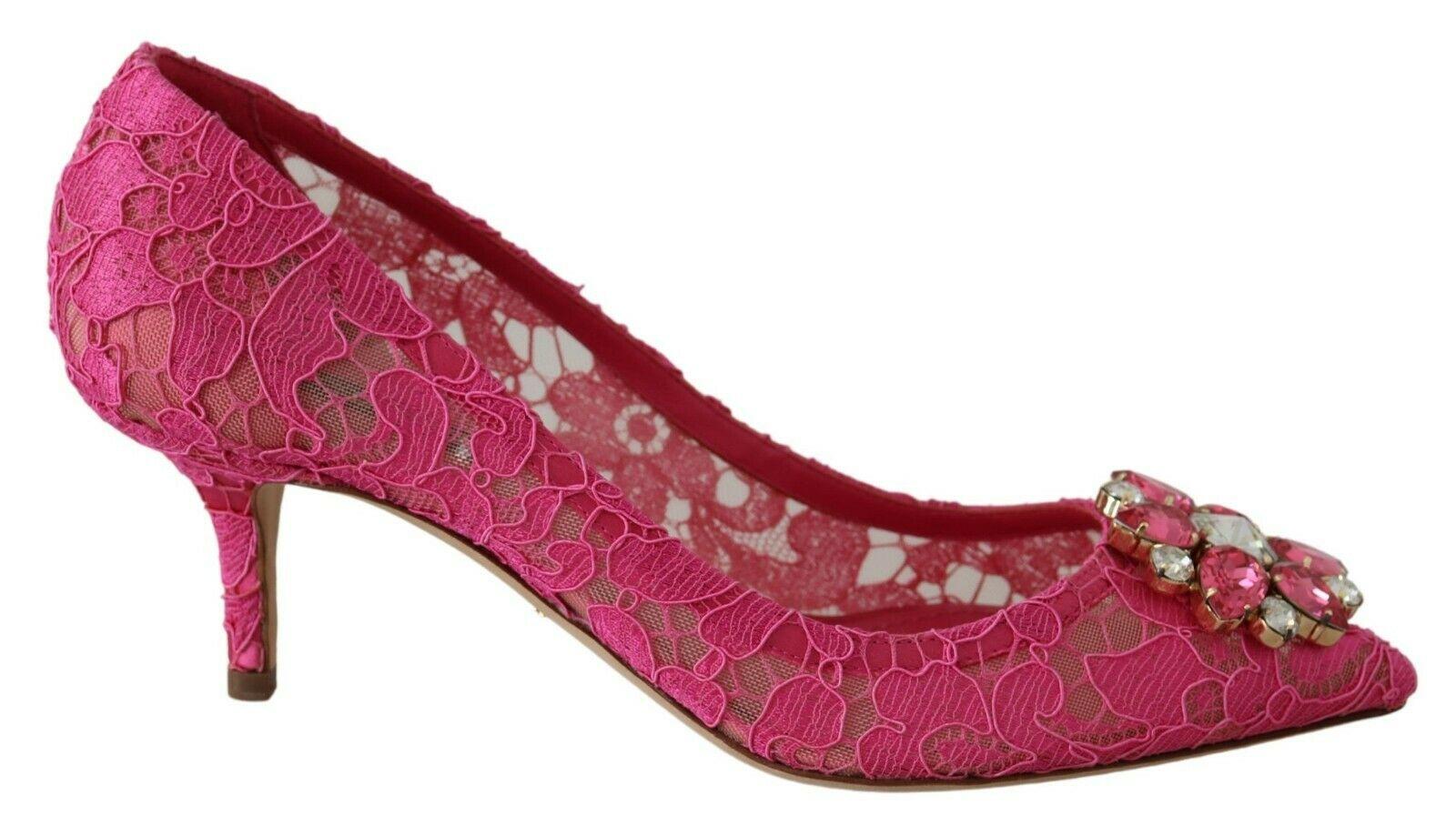 Gorgeous brand new with tags, 100% Authentic Dolce & Gabbana PUMP lace shoes with jewel detail on the top.


Model: Pumps
Collection: Rainbow collection Taormina lace


Color: Pink
Crystals: Pink and clear
Material: 30% Cotton, 4% PA, 7% Silk, 59%