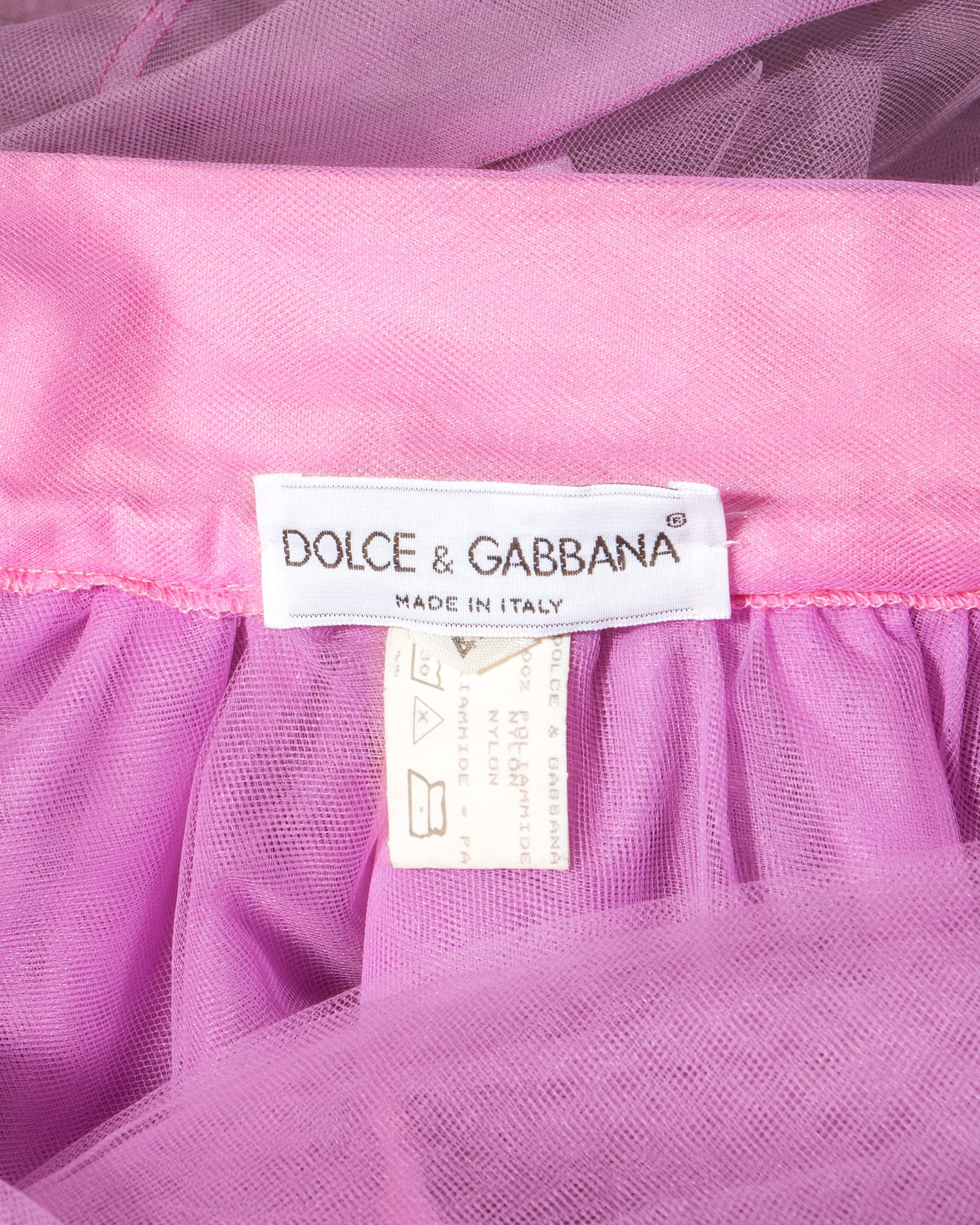 Dolce & Gabbana pink tulle skirt and blouse evening ensemble, ss 1992 4