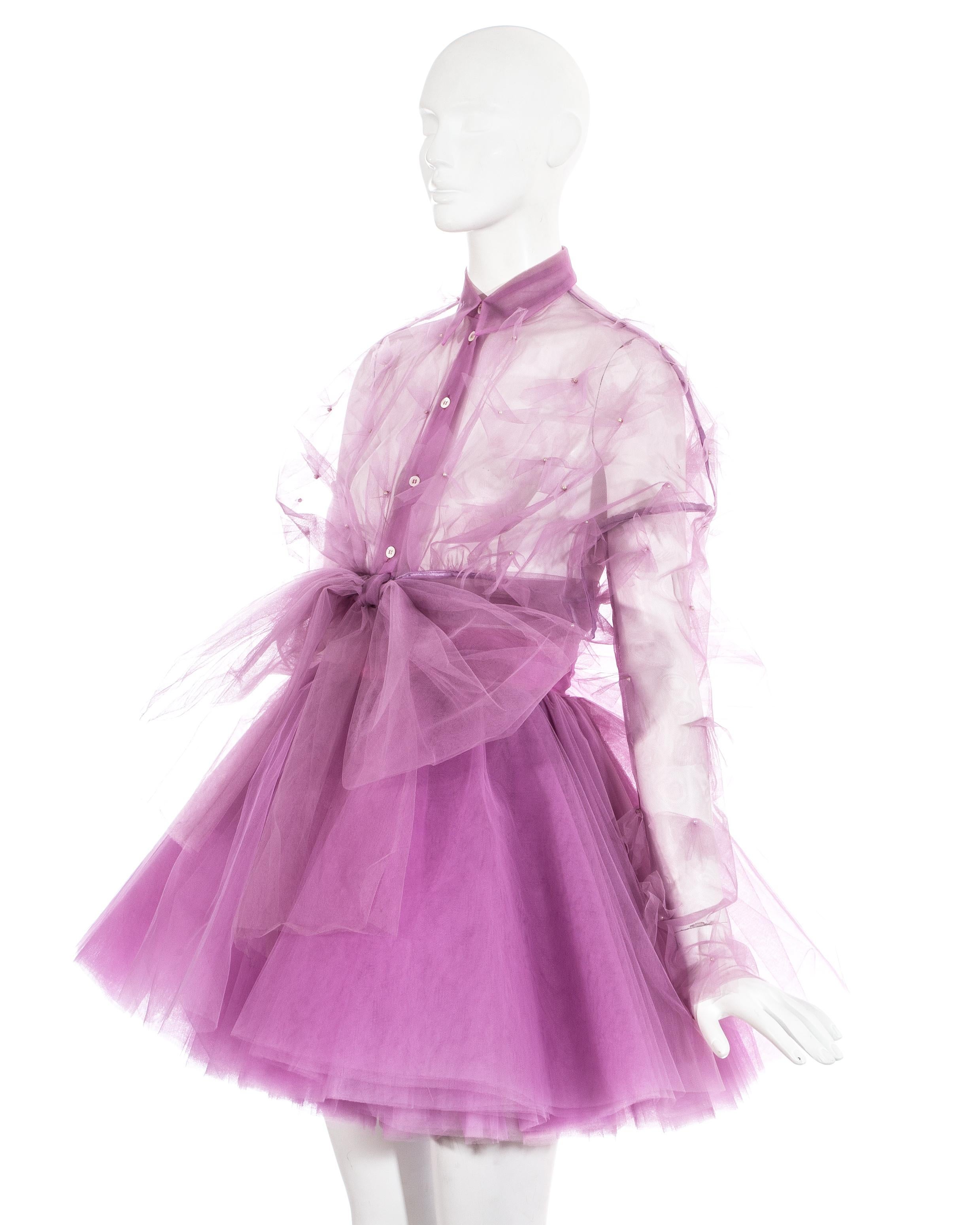 Women's Dolce & Gabbana pink tulle skirt and blouse evening ensemble, ss 1992