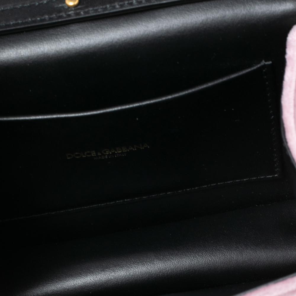 Brown Dolce & Gabbana Pink Velvet Small Devotion Top Handle Bag