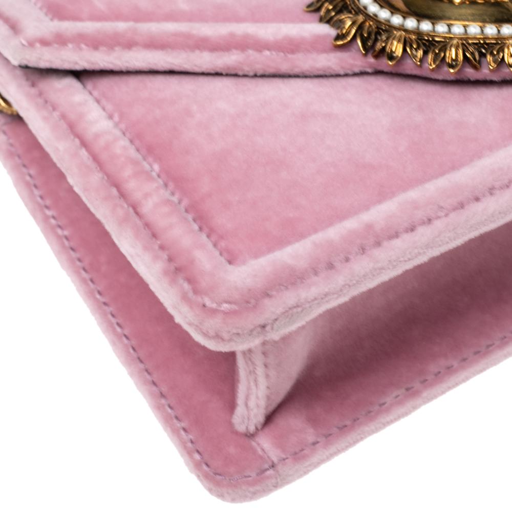 Dolce & Gabbana Pink Velvet Small Devotion Top Handle Bag 1