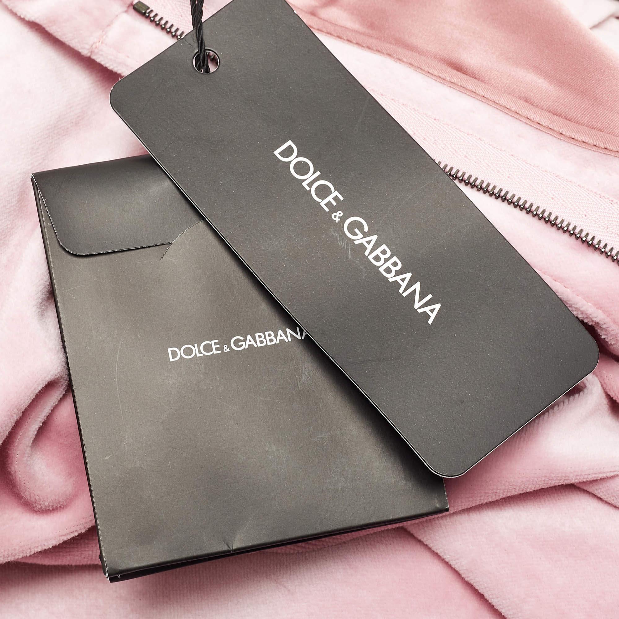 Dolce & Gabbana Pink Velvet Tapered Trousers M 1