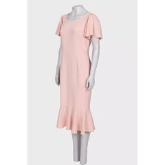 Dolce & Gabbana Pink Viscose Flounce Hem Fitted Dress IT44