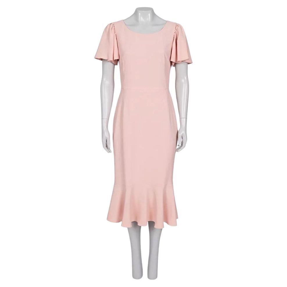 Dolce & Gabbana Pink Viscose Flounce Hem Fitted Dress IT44