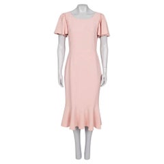 Dolce & Gabbana Pink Viscose Flounce Hem Fitted Dress IT44
