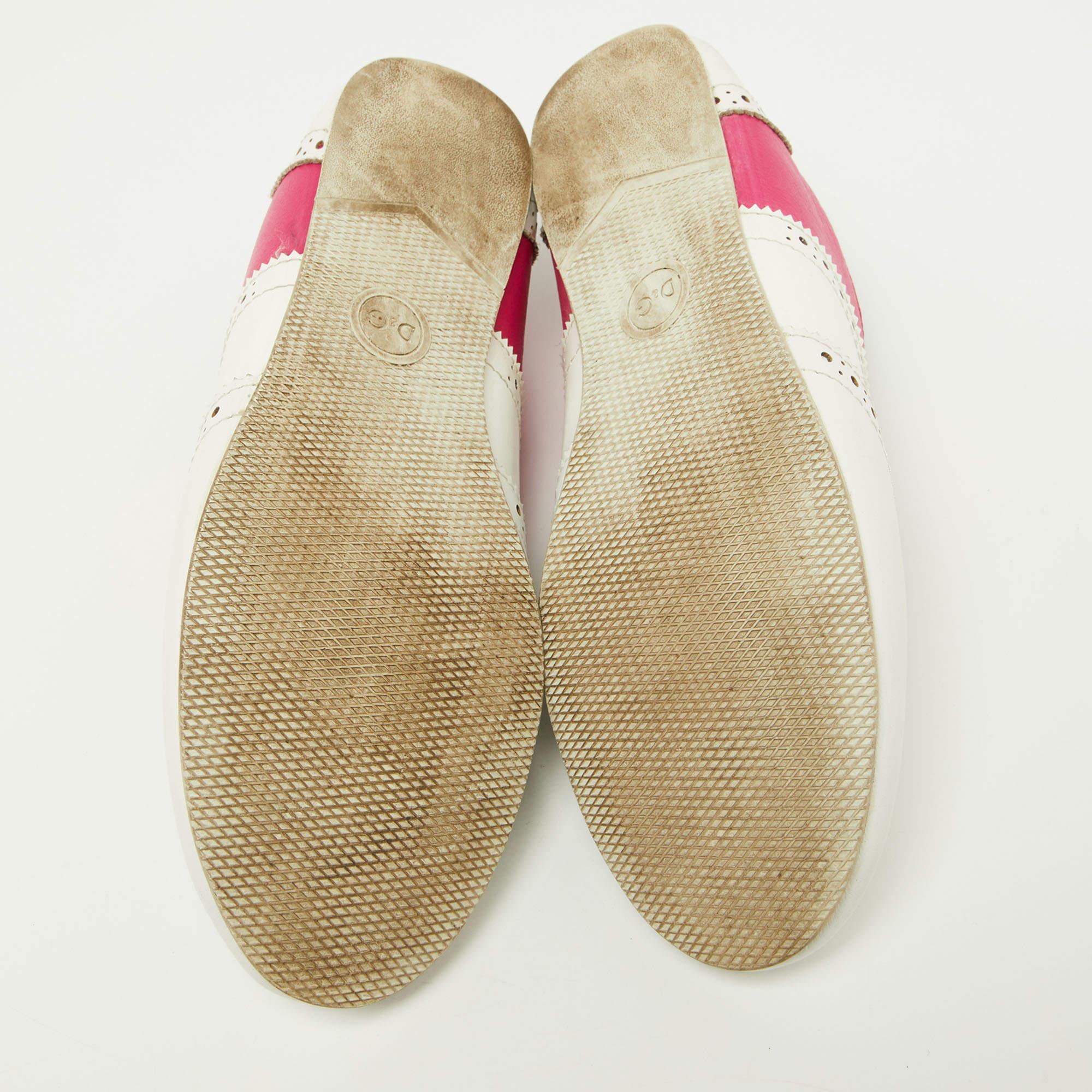 Dolce & Gabbana Rosa/Bianco Brogue Pelle Oxford Sneakers Taglia 36 in vendita 1