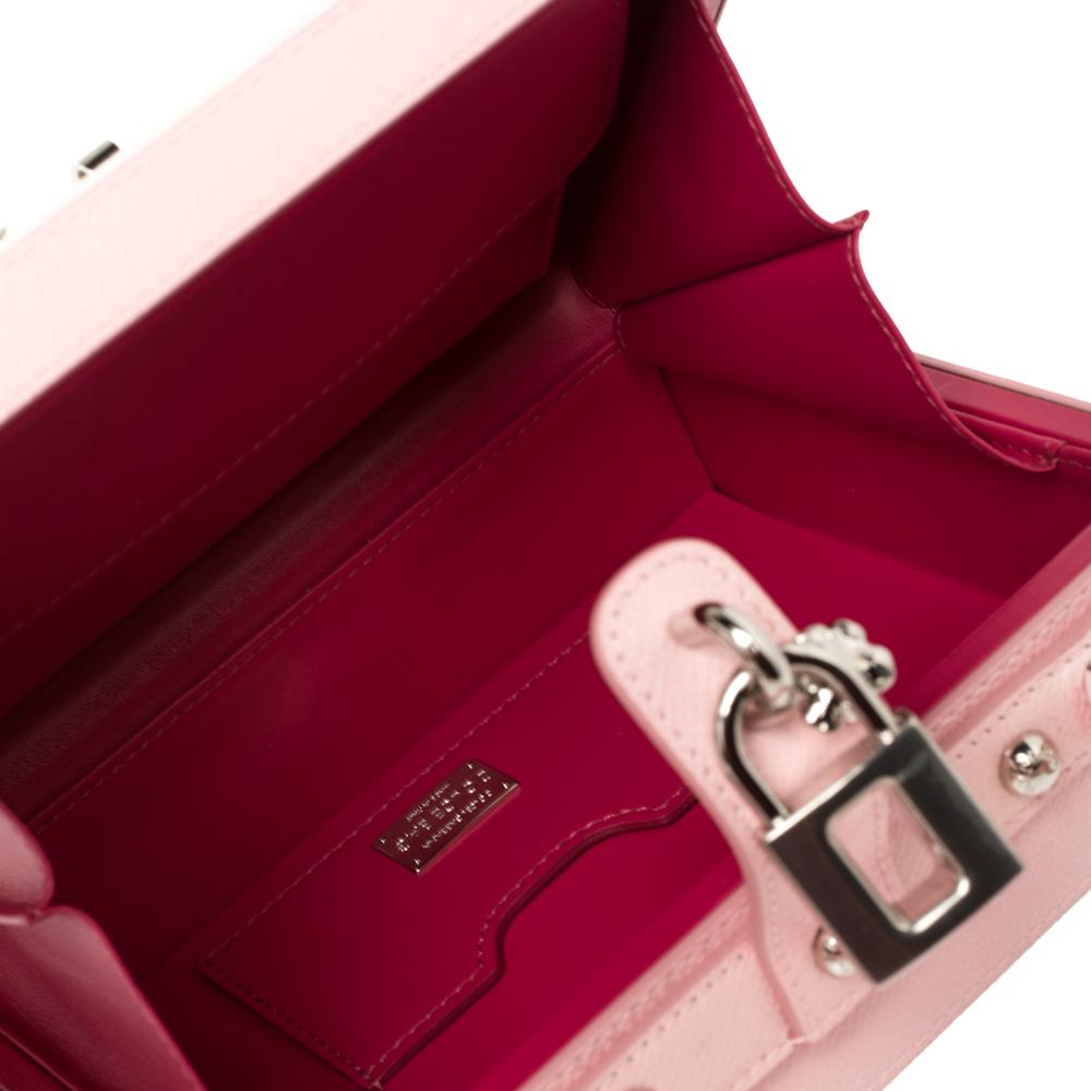 Beige Dolce & Gabbana Pink/White Leather Floral Embellished Dolce Box Bag
