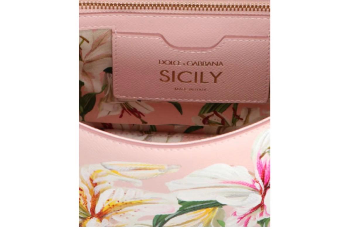 Dolce & Gabbana Rosa Weiß Leder Lilly Sicily Top Handle Handtasche Umhängetasche im Zustand „Neu“ in WELWYN, GB