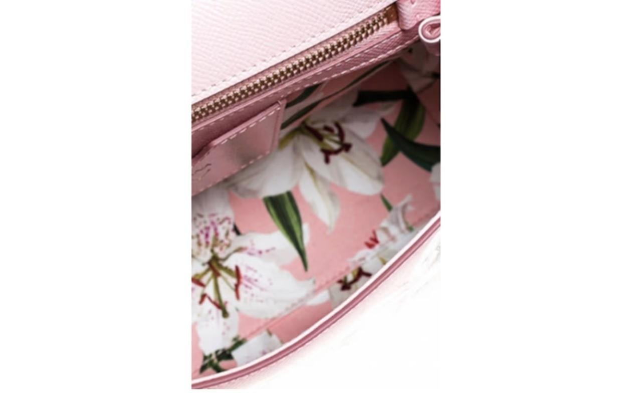 Dolce & Gabbana Rosa Weiß Leder Lilly Sicily Top Handle Handtasche Umhängetasche Damen