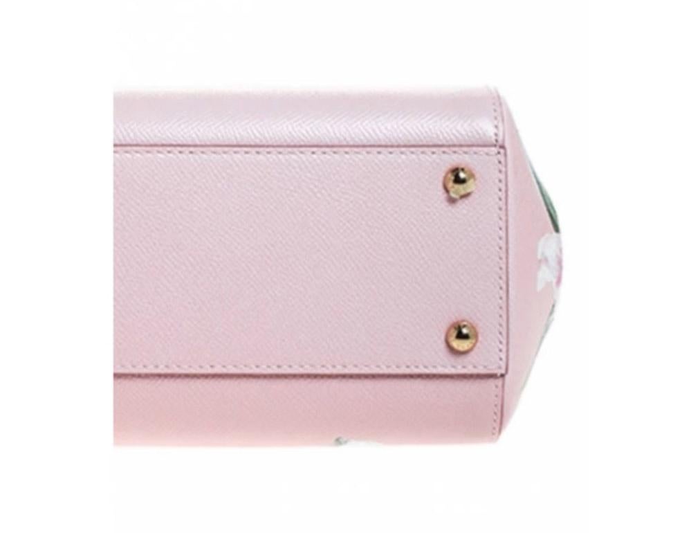 Dolce & Gabbana Rosa Weiß Leder Lilly Sicily Top Handle Handtasche Umhängetasche 1
