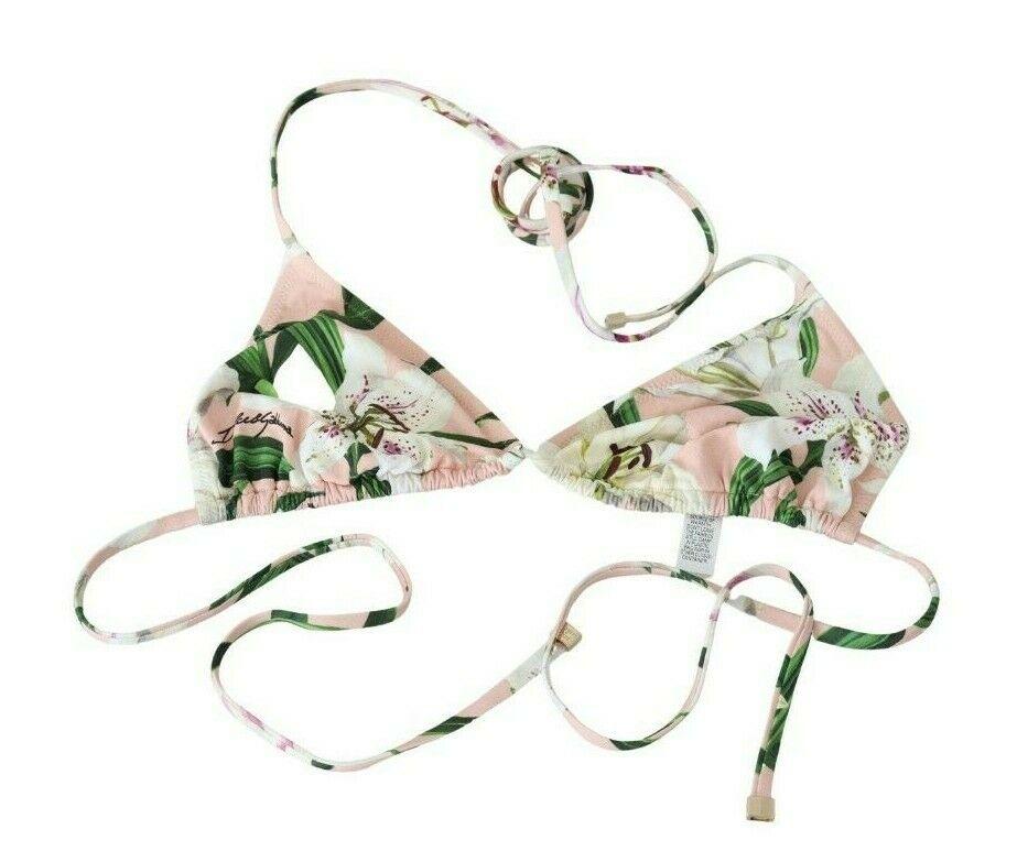 Dolce & Gabbana Pink White Lily Two Piece Swimsuit Bikini Swimwear Flowers In New Condition For Sale In WELWYN, GB
